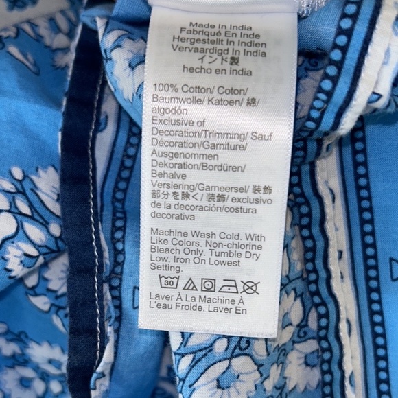 J. Crew Blue & White Block Floral Paisley Print Boho Popover Top - M - Picture 15 of 16